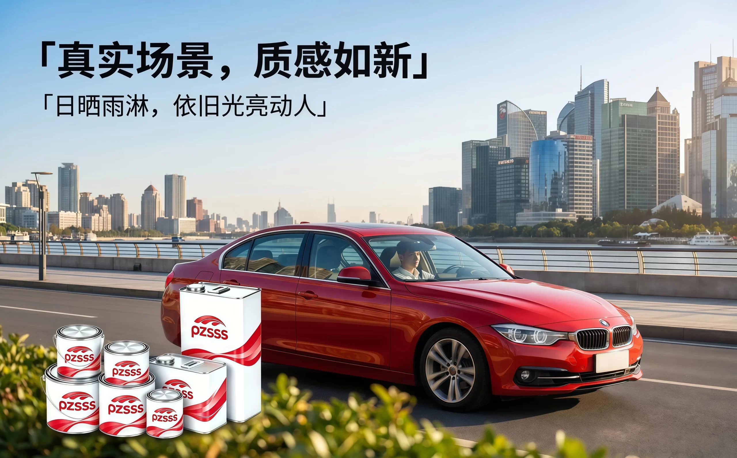 真实场景红色汽车外漆，PZSSS红色汽车油漆