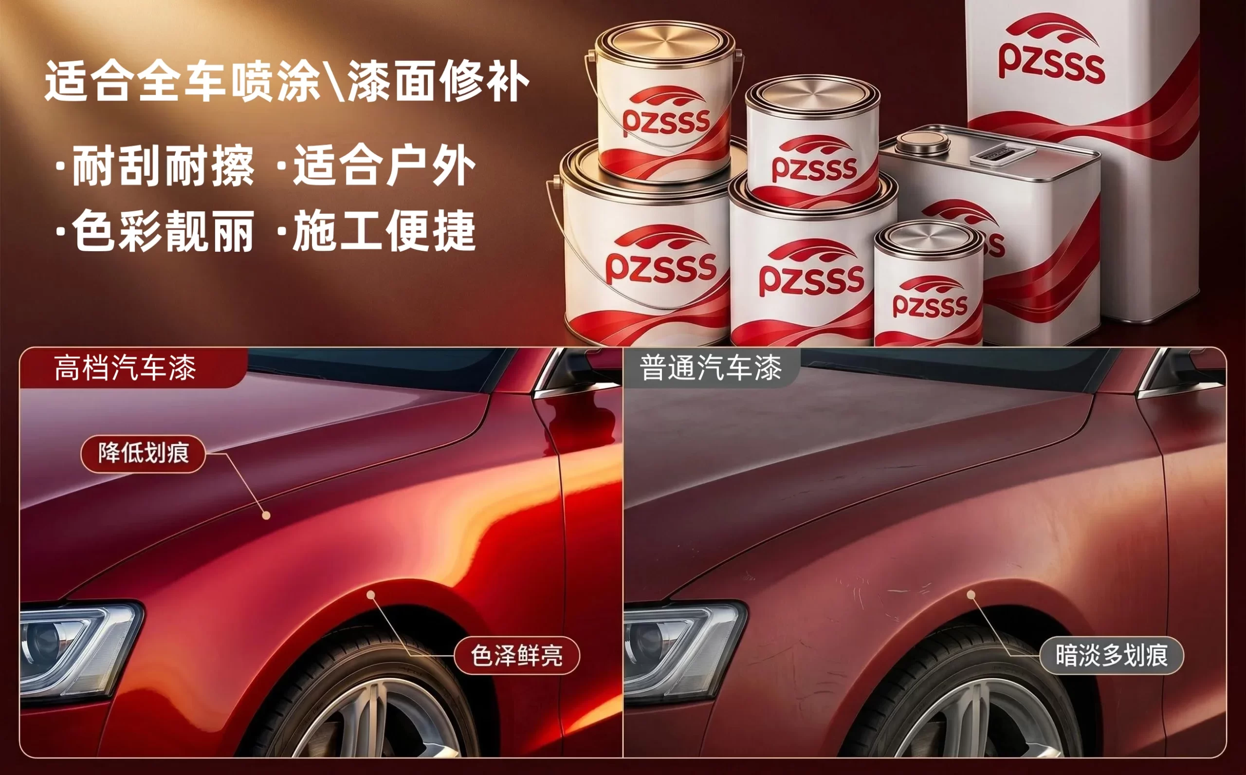 适合全车喷涂，汽车漆面修补的车漆