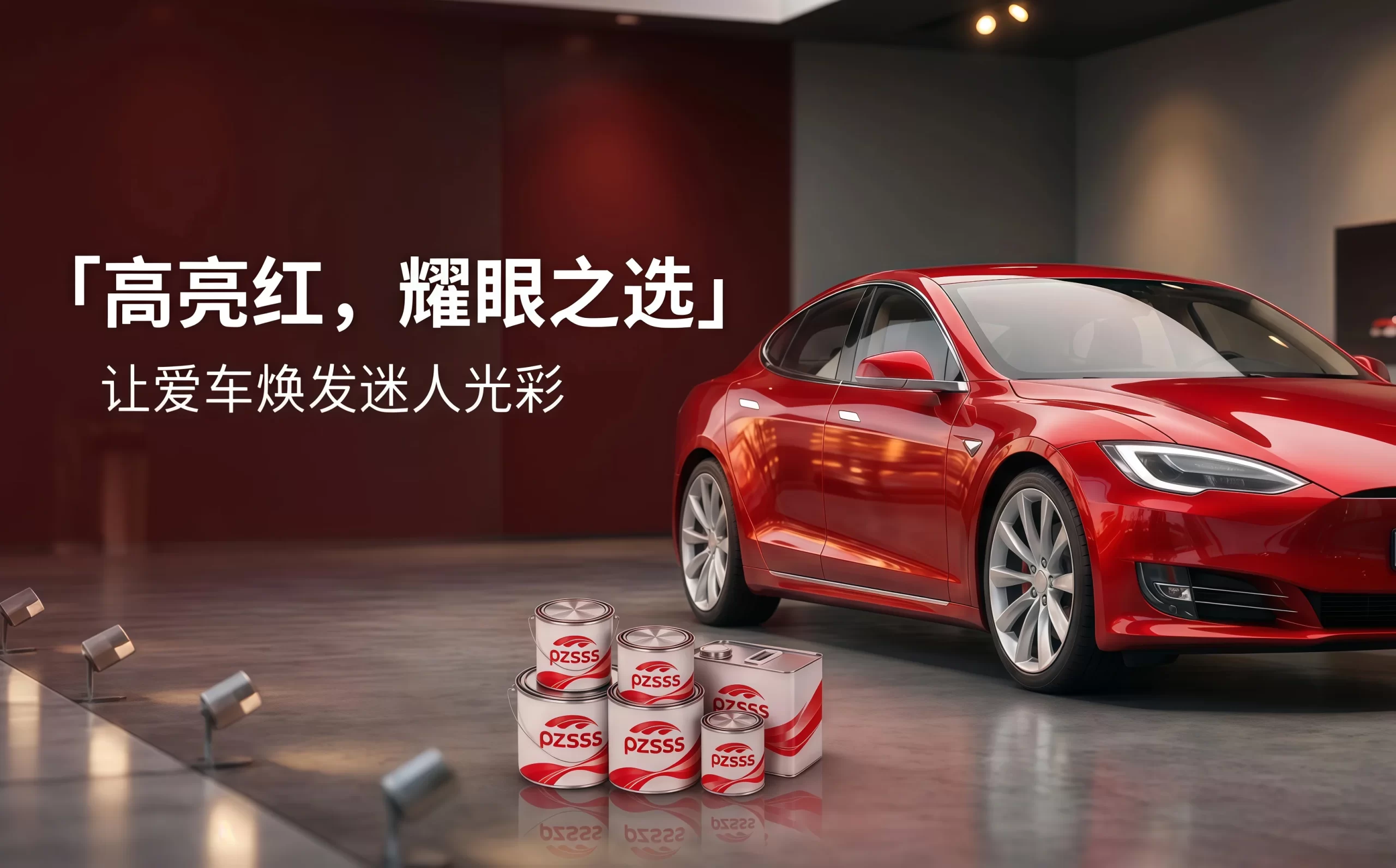 高亮红汽车油漆，焕发汽车迷你光彩